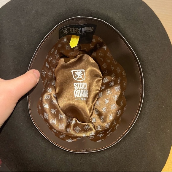 Stacy Adams Wool Fedora Hat Brown Felt Feather Ribbon Women’s Size M - Picture 8 of 9